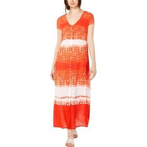 RAGA Tie Dye Button Down Maxi Dress Poppy Size Small New